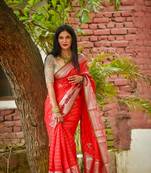 Red banarasi banarasi silk sarees