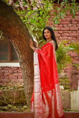 Red banarasi banarasi silk sarees 2