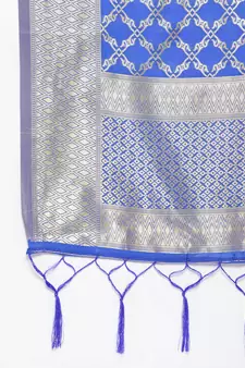 Blue Banarasi Silk Jacquard Woven Dupatta