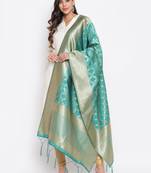 Aqua blue Banarasi Silk Zari Woven Dupatta Kurtis and Salwar Kameez