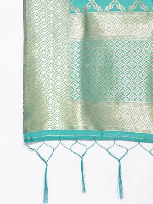 Aqua blue Banarasi Silk Zari Woven Dupatta Kurtis and Salwar Kameez 2