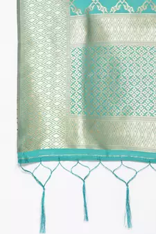 Aqua blue Banarasi Silk Zari Woven Dupatta Kurtis and Salwar Kameez