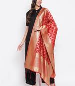 Red Banarasi Silk Jacquard Woven Dupatta