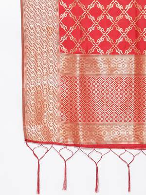Red Banarasi Silk Jacquard Woven Dupatta 2