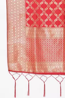 Red Banarasi Silk Jacquard Woven Dupatta