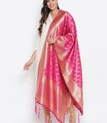 Rani Pink Banarasi Silk Jacquard Woven Dupatta