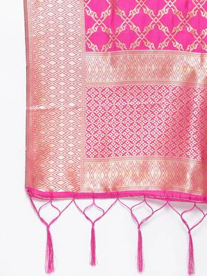 Rani Pink Banarasi Silk Jacquard Woven Dupatta 2