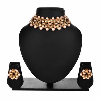 Designer Golden Kundan Pearl Choker Jewelry Set 1