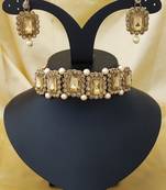 Golden Kundan Pearl Choker Jewelry Set