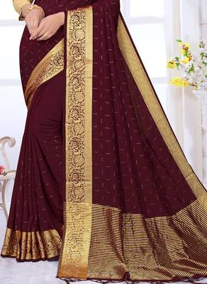 Purple plain art silk saree with blouse 2