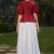 White plain polyester semi stitched lehenga