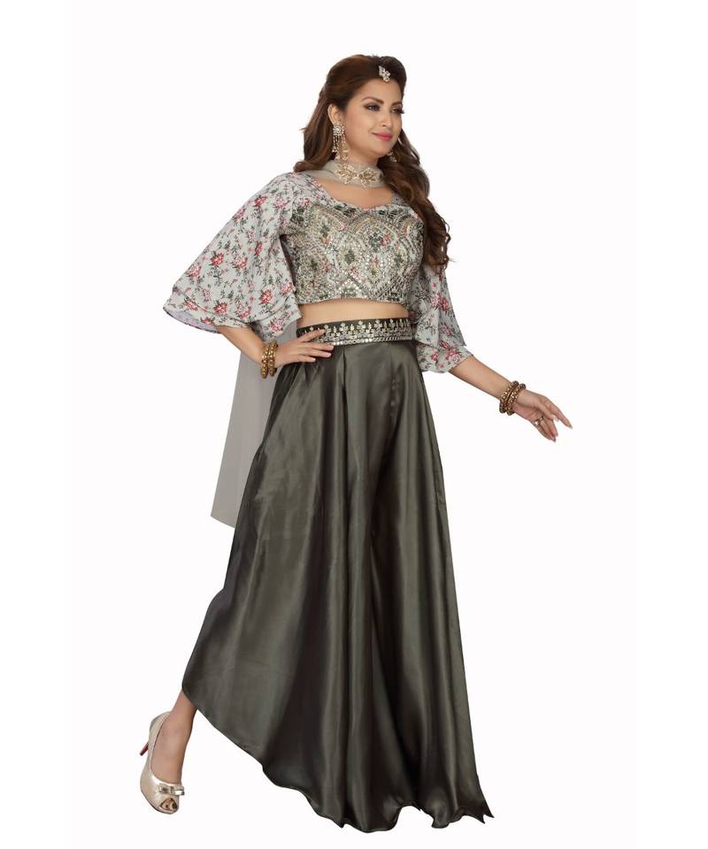 OLIVE GREEN COLOR GARARA top SET