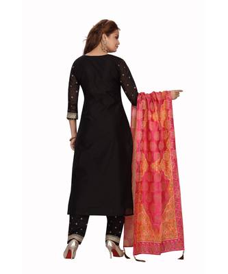 Black Color Straight Pant Dress With Printed Dupatta 3