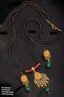 Green agate necklace-sets