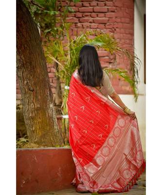 Red banarasi banarasi silk sarees 4