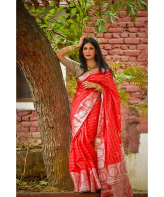 Red banarasi banarasi silk sarees 5
