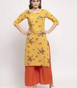 Yellow printed rayon combo-kurtis