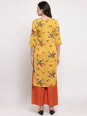 Yellow printed rayon combo-kurtis 3