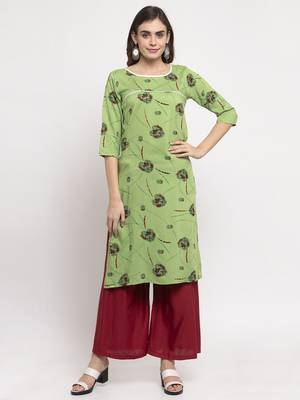 Green printed rayon combo-kurtis 1