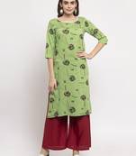 Green printed rayon combo-kurtis