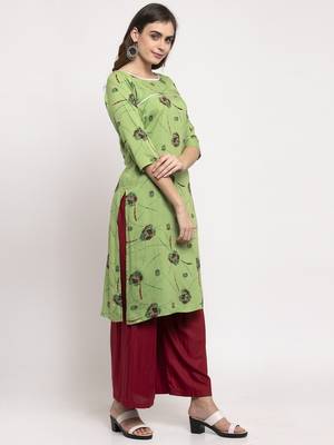 Green printed rayon combo-kurtis 2