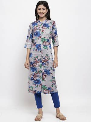 Grey printed rayon combo-kurtis 1