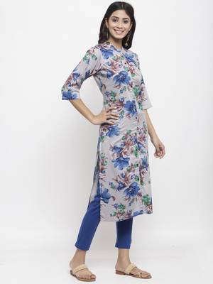 Grey printed rayon combo-kurtis 2