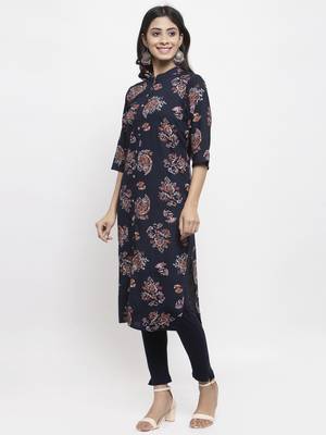 Navy-blue printed rayon combo-kurtis 2
