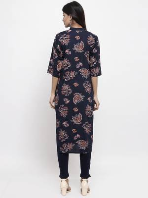 Navy-blue printed rayon combo-kurtis 3