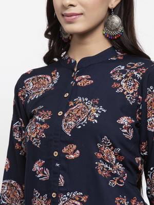 Navy-blue printed rayon combo-kurtis 4
