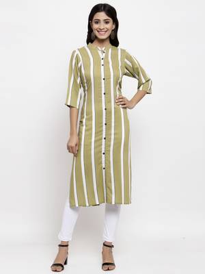 Olive printed rayon combo-kurtis 1