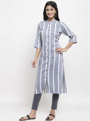 Grey printed rayon combo-kurtis 2