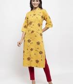 Yellow printed rayon combo-kurtis