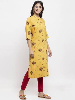 Yellow printed rayon combo-kurtis 2