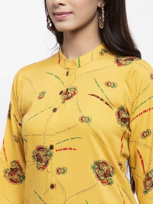 Yellow printed rayon combo-kurtis 4