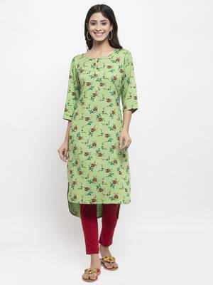 Green printed rayon combo-kurtis 1