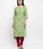 Green printed rayon combo-kurtis