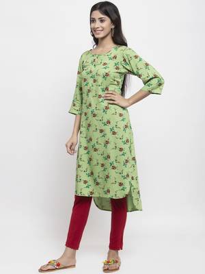 Green printed rayon combo-kurtis 2