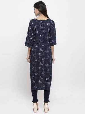 Navy-blue printed rayon combo-kurtis 3