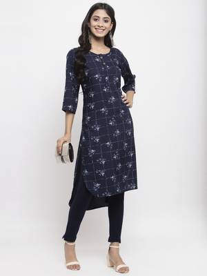 Navy-blue printed rayon combo-kurtis 5