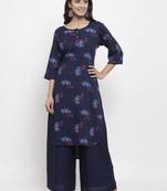 Navy-blue printed rayon combo-kurtis