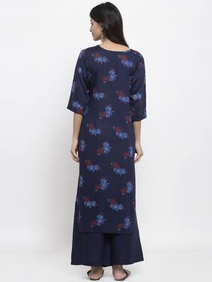 Navy-blue printed rayon combo-kurtis 3