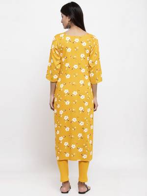 Yellow printed rayon combo-kurtis 3