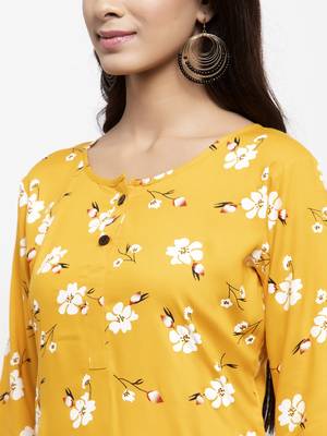 Yellow printed rayon combo-kurtis 4