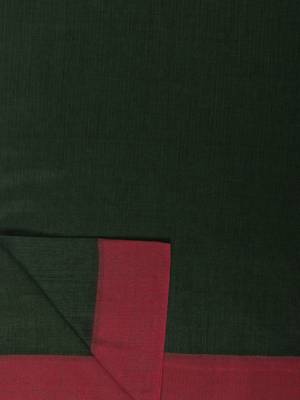Bottle Green Plain Work Khadi Cotton Handloom Saree With Blouse 6