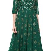Women Printed Rayon Anarkali Royal Kurta  (Green)