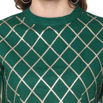 Women Printed Rayon Anarkali Royal Kurta  (Green) 4