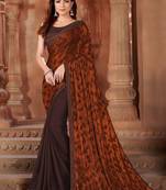 Brown printed lycra saree 