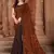 Brown printed lycra saree 