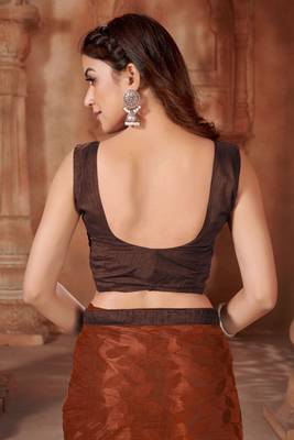 Brown printed lycra saree  5